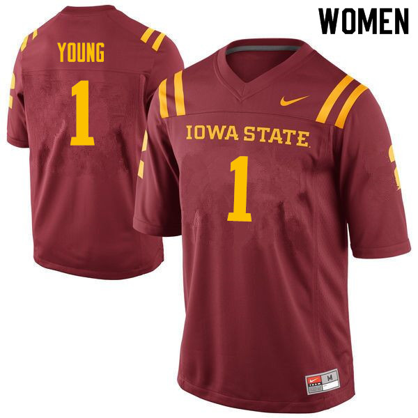 Women #1 Datrone Young Iowa State Cyclones College Football Jerseys Sale-Cardinal - Click Image to Close